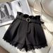 High-waisted Black Lace Patchwork A-line Shorts For Women, 2026 Summer New Style, Pants That Make Petite Figures Look_ecoleips.com