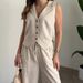 Breathable Linen Cotton Sleeveless Vest & Pants Set - Casual Summer Outfit For Women_ecoleips.com
