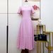 Women's Pearl Embellished Long Dress, Summer Round Neck Short Sleeve Knit Dress, Hollow Out Waist Defining Dress, Vacation/Beach Dress_ecoleips.com