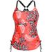 European American Style Women's Conservative Vest Swimsuit Round Neck Bikini Print Swimwear For Ages 16-45_ecoleips.com