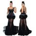 Women's Clothing Sling Flower Mesh Dress Spliced Long Skirt Sexy Sling Hot Diamond Hip Wrap_ecoleips.com