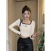Square-Shaped, Stylish Girls' Undergarment With Fitted Design, Double-Sided Polyester Fabric, Long Sleeves Perfect For_ecoleips.com