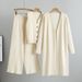 Women's Clothing Spring And Autumn Temperament Knitted Suit Sleeveless Vest Sweater Cardigan Pants Three Piece Suit_ecoleips.com