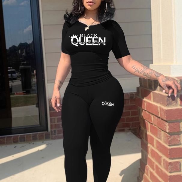 Women's Fashion Tight-Fitting T-Shirt And Pants Set Short-Sleeved Clothing American Style For Women_ecoleips.com