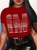 Women's Clothing Printing Hot Diamond Round Neck Wide_ecoleips.com