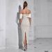 Women's Clothing New Tube Top Back Slit Slim Dress Jacquard Fabric Elegant Evening Dress Female_ecoleips.com