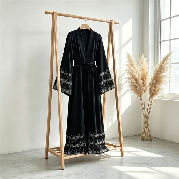 Islamic Abaya Kaftan Dubai Arabic Fashion Muslim Dress Caftan Marocain Eid Cardigan Ramadan Elbise Robe Femme Rhinestone Gowns_ecoleips.com