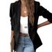 2025s 2025 New Women's Long Sleeved Solid Color Small Suit One Button Jacket_ecoleips.com