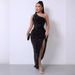 Women's Clothing Summer New Sequined Sleeveless Slit Ankle Tight Sequined Dress_ecoleips.com
