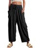 Aria Basics 2025 Cross-Border Spring Summer European And American Elastic Waist Pleated Mid-Waist Straight Loose Casual_ecoleips.com