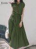 2025 ZANZEA Women Fashion Short Sleeve Dress Summer Elegant Party Vestidos Casual Mid-calf Sundress Femme Vintage OL Robe Kaftan_ecoleips.com