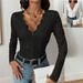 "Lace-Trimmed Backless Bodysuit – V-Neck Long Sleeve With Puff Sleeves (S-XL) | Stretch Mesh & High-Waisted Elegance"_ecoleips.com