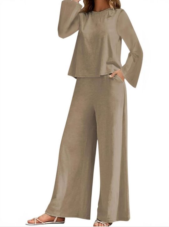 Women's Casual Two Piece Set New Autumn Winter Fashion Solid Color Long Sleeved Trousers_ecoleips.com