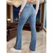 French Style Women's Flared Jeans Seam Detail Cross Border Hot Selling Item Denim Clothing_ecoleips.com
