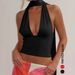 AD322 European American Ins-style Sexy Halter Top With Ribbons, Deep V-neck Camisole, Elegant And Sophisticated_ecoleips.com