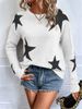 Women's Clothing Loose Round Neck Star Pattern Pullover Knitted Long Sleeved Sweater_ecoleips.com
