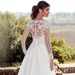 2025 New Style High U Neck Lace Wedding Dress Long Sleeve Slimming a Line Long Train Simple Style for Travel Photography_ecoleips.com