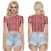 2021 New . Women's Clothing Cross-Border American Independence Day Print Slim-Fit Short-Sleeve Cropped T-Shirt_ecoleips.com