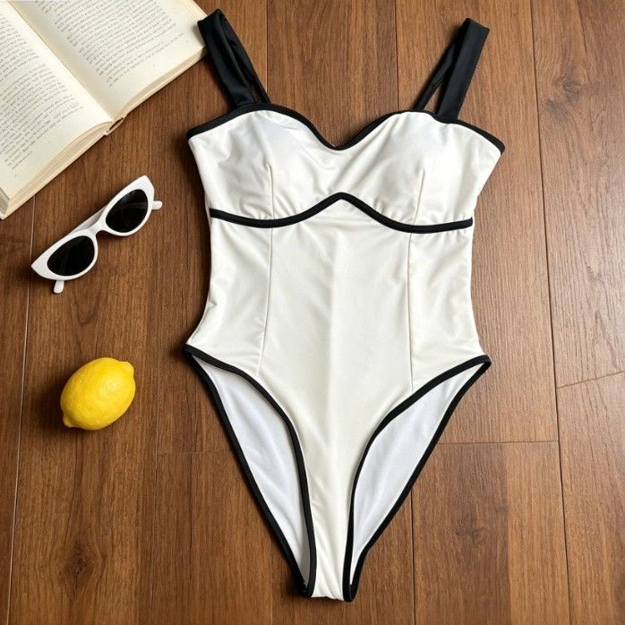 One Piece Swimsuit Slim Fit Color Blocked Outdoor Sportswear Fitness Apparel Briefs Women's Swimwear_ecoleips.com