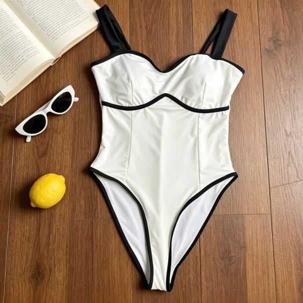One Piece Swimsuit Slim Fit Color Blocked Outdoor Sportswear Fitness Apparel Briefs Women's Swimwear_ecoleips.com