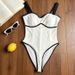 One Piece Swimsuit Slim Fit Color Blocked Outdoor Sportswear Fitness Apparel Briefs Women's Swimwear_ecoleips.com