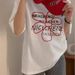 South Korea Foreign Trade Korean Version New Short Sleeve T-shirt Women's Summer Base Round Neck Loose Printed Top_ecoleips.com