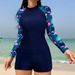 Women's Sexy Raglan Print Two Piece Swimsuit Long Sleeved Bikini Set_ecoleips.com