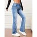Women's Clothing Flared Jeans For Women High Waist Hip Lift Leg Enhancing Long Pants Retro Small Size Slim Fit Autumn Style_ecoleips.com