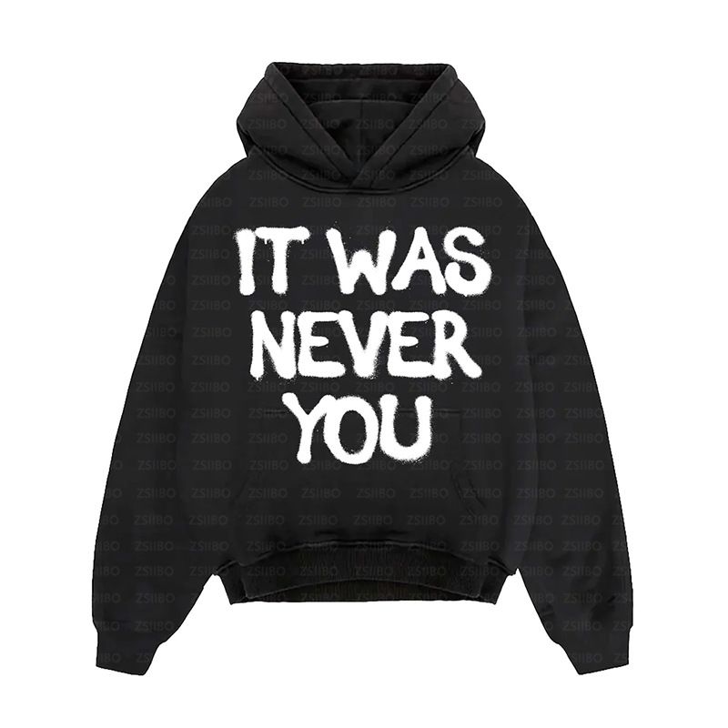 Women's Casual Loose Hoodie High Street Fashion Trend Unique Personality Letter Print Top Versatile Simple Design_ecoleips.com
