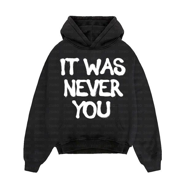 Women's Casual Loose Hoodie High Street Fashion Trend Unique Personality Letter Print Top Versatile Simple Design_ecoleips.com