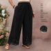 Women's Clothing Spring And Summer New Products Loose Wide Leg Pants Plus Size Hem Hollow Black Pants_ecoleips.com