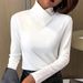 Luxury Brushed Milk Silk T-Shirt - Semi-Turtle Neck Long Sleeve Base Layer For Women, Elegant & Versatile Layering Staple (White, S-XXL)_ecoleips.com