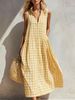 Summer Style Women's Dress Loose Comfortable Sleeveless Plaid Pattern_ecoleips.com