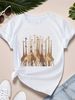 European And American Cross-border Foreign Trade Women's Giraffe Pattern Round-neck Printed Short-sleeve T-shirt Top_ecoleips.com
