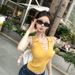 Hot Girl Yellow Halter Neck Camisole For Women, Summer Slim-fit Sleeveless Outerwear, Stylish Short Knitted Top_ecoleips.com