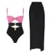 Women's Clothing New Arrival Swimsuit Women's Gold Plated Round Buckle Decorative Three-Color Hollow-Out Stitching Sexy Swimsuit Suit Women_ecoleips.com