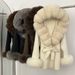 Elegant Oversized Fox Fur Collar Double-Faced Wool Coat For Women - Warm Winter Outerwear With Hood, Loose Fit, Mid-Length_ecoleips.com