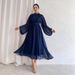 Women's Clothing New Products Temperament Half Turtleneck Zipper Long Sleeve Pleated Swing Medium Length Fairy Dress For Women_ecoleips.com
