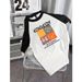Women's American Retro Short Sleeve T-Shirt Summer Style Raglan Color Block Heavyweight Cotton Loose Fit Couple Top_ecoleips.com