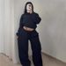 Autumn And Winter Women's Clothing Crew Neck Pullover Head Wide Leg Trousers Suit Fashion Casual Long Sleeve Sweater Cover_ecoleips.com