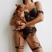 Aria Basics Cross-border Foreign Trade European And American New Sty Lingerie, Lace Hollow Embroidery Garter Belt Sexy Set_ecoleips.com