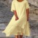 Women's Clothing Fashion Casual Double Layer Slit Short Sleeved Round Neck Dress_ecoleips.com