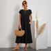 New European And American Solid Color Sleeveless Loose Cotton-Linen Pocketed Women's Dress, In-Stock For_ecoleips.com