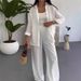 Women's Fashion Set Spring Summer Loose Top Casual Wide Leg Pants Solid Color Two Piece Women's Clothing_ecoleips.com