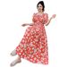 Women's Rayon Floral Summer Travel Bohemian Beach Dress Flared Long Skirt_ecoleips.com