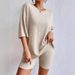 Fashion Casual Solid Color Spring Crew Neck Loose Women's Shorts Set_ecoleips.com