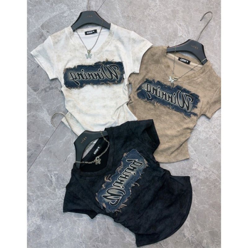 Women's Clothing Short Sleeved Shirt For Women In Summer New Style Niche Temperament Fashion Slim Top Trendy Tie Dye Collar_ecoleips.com