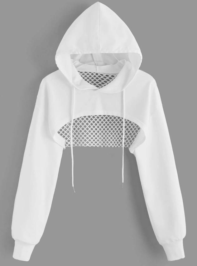 Sheer Mesh Hooded Crop Top – Women's Long Sleeve Sexy Streetwear Tee, Y2K Goth Aesthetic (S-XXL)_ecoleips.com