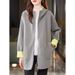 Reversible Hooded Zip Jacket For Women – Oversized Long Sleeve Coat (Dual-Tone, Polyester, Casual To Office, M/L, Blue-Green & Sage)_ecoleips.com