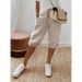 Women's Cotton And Linen Casual Pants With Pockets Elastic Waist Style Shorts_ecoleips.com